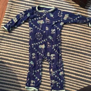 Kickee Pants Navy and Teal Patterned Footie